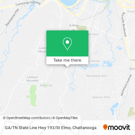 GA / TN State Line Hwy 193 / St Elmo map