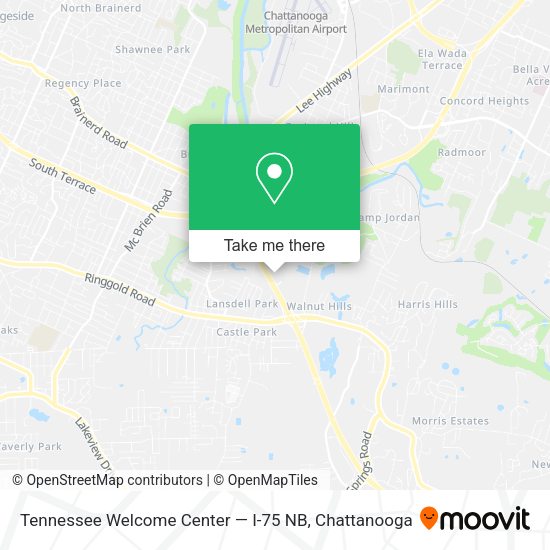 Mapa de Tennessee Welcome Center — I-75 NB