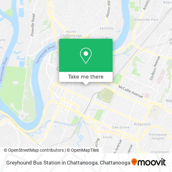 Mapa de Greyhound Bus Station in Chattanooga