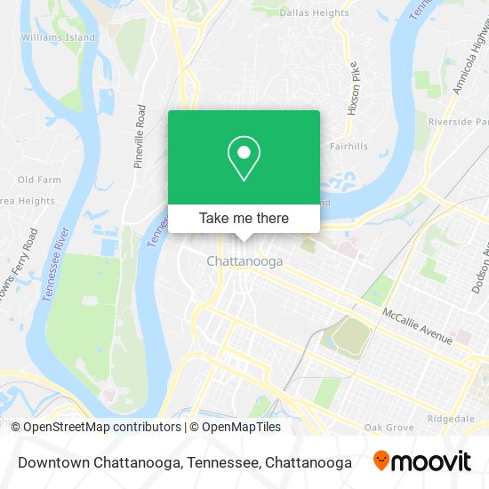 Downtown Chattanooga, Tennessee map