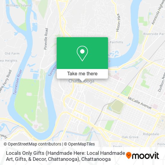 Mapa de Locals Only Gifts (Handmade Here: Local Handmade Art, Gifts, & Decor, Chattanooga)