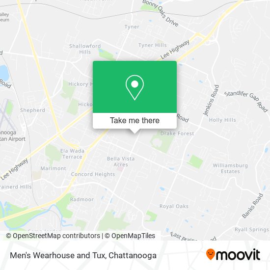 Men's Wearhouse and Tux map