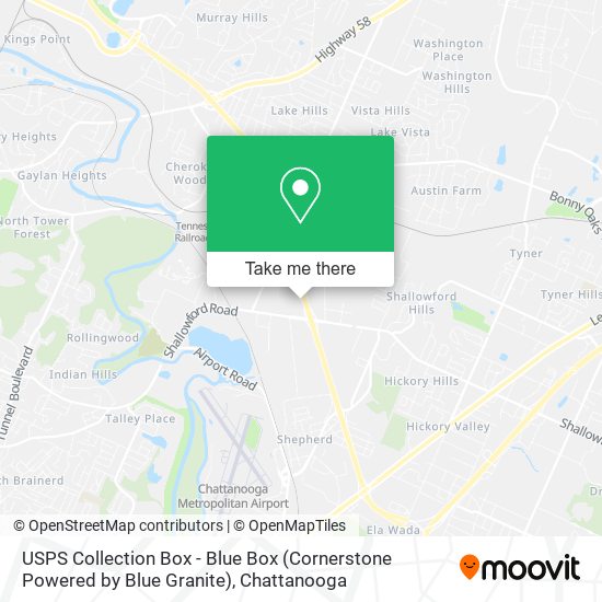 Mapa de USPS Collection Box - Blue Box (Cornerstone Powered by Blue Granite)