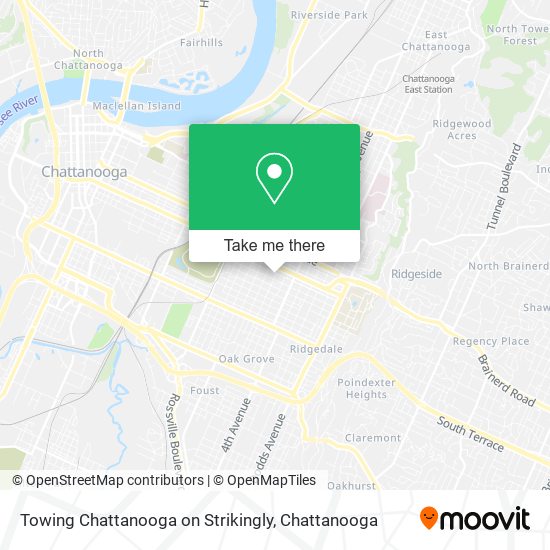 Towing Chattanooga on Strikingly map