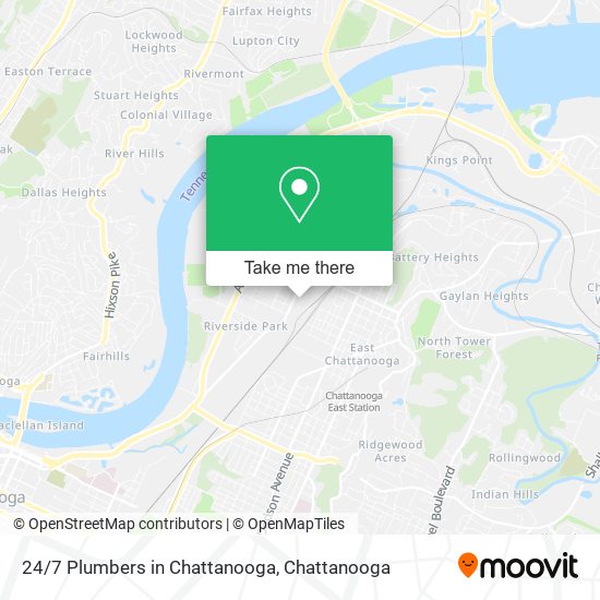 24/7 Plumbers in Chattanooga map