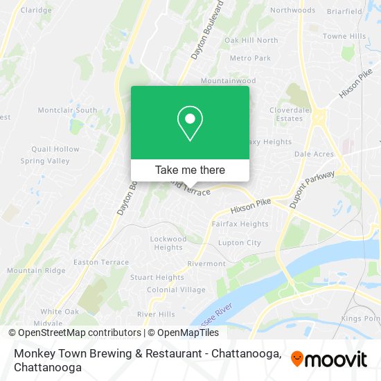 Mapa de Monkey Town Brewing & Restaurant - Chattanooga