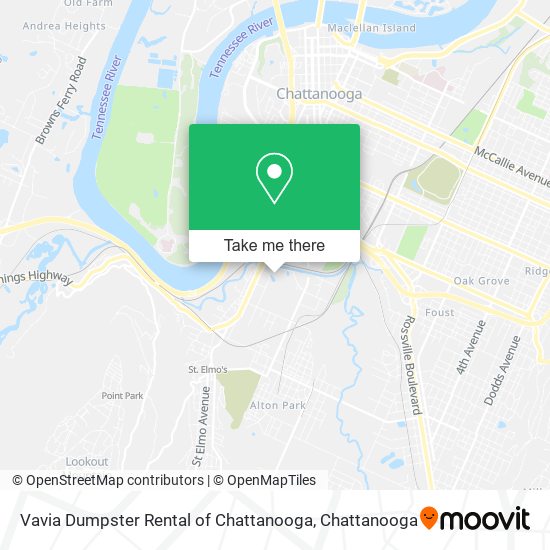Vavia Dumpster Rental of Chattanooga map