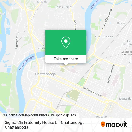 Sigma Chi Fraternity House UT Chattanooga map