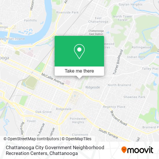 Mapa de Chattanooga City Government Neighborhood Recreation Centers