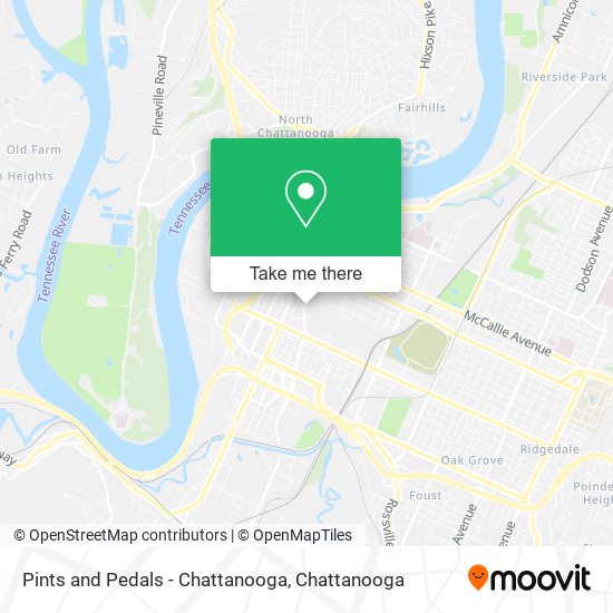 Mapa de Pints and Pedals - Chattanooga