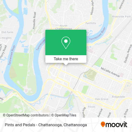 Pints and Pedals - Chattanooga map