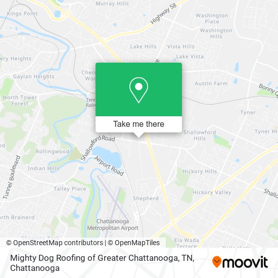 Mighty Dog Roofing of Greater Chattanooga, TN map