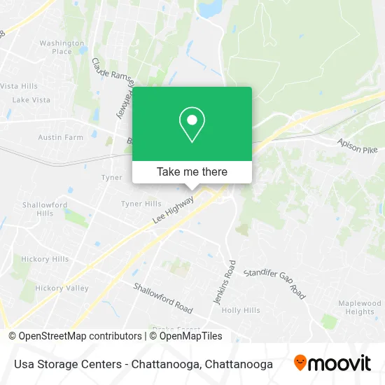 Usa Storage Centers - Chattanooga map