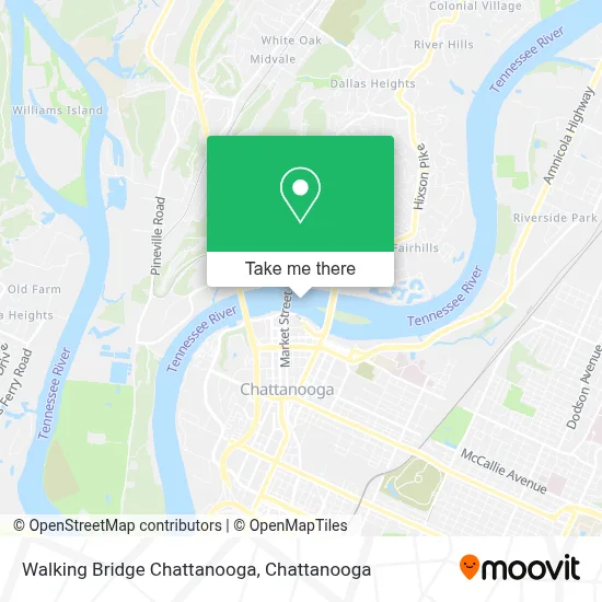 Walking Bridge Chattanooga map