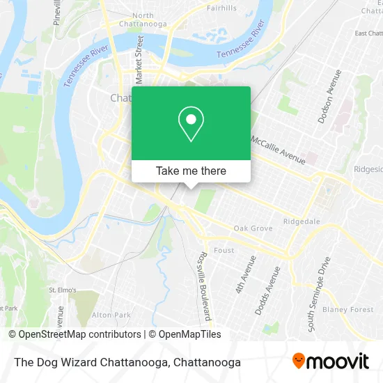 The Dog Wizard Chattanooga map