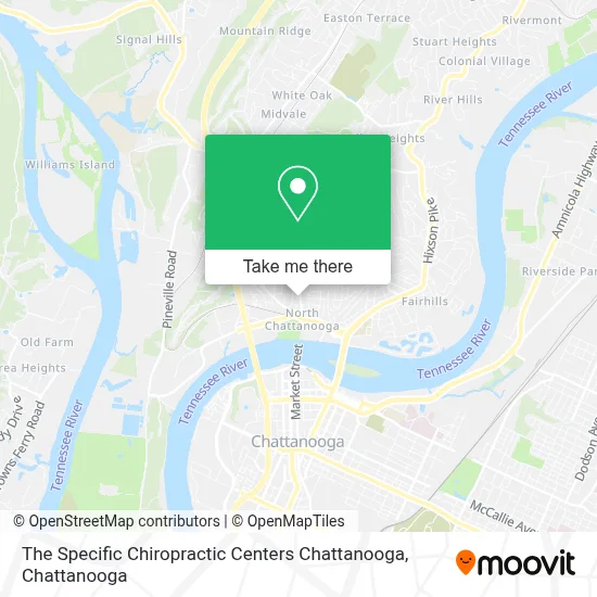 The Specific Chiropractic Centers Chattanooga map