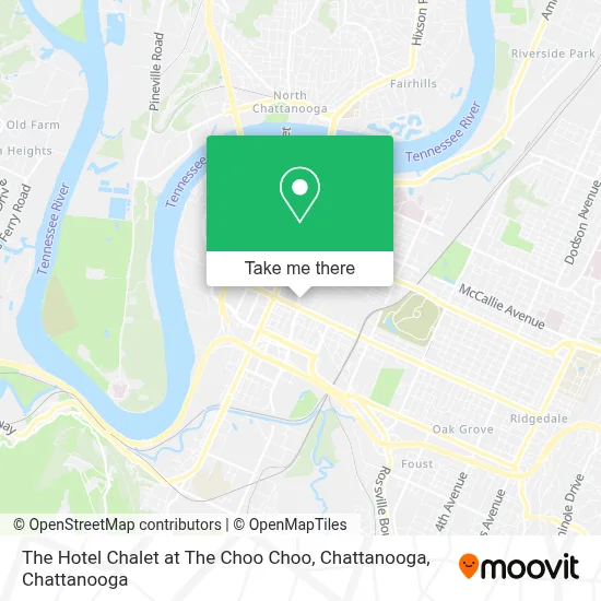 The Hotel Chalet at The Choo Choo, Chattanooga map