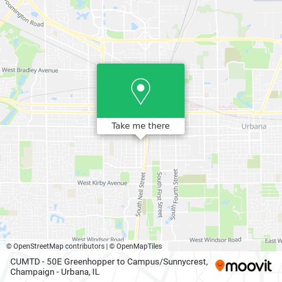 CUMTD - 50E Greenhopper to Campus / Sunnycrest map