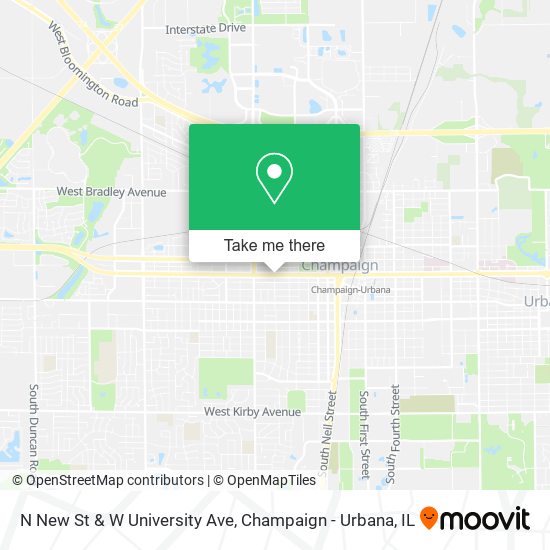 N New St & W University Ave map