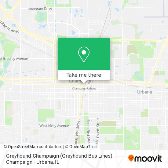 Mapa de Greyhound-Champaign (Greyhound Bus Lines)