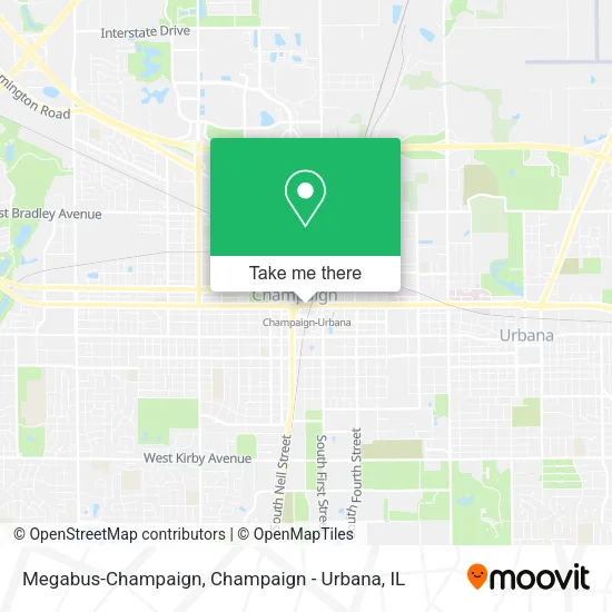 Mapa de Megabus-Champaign