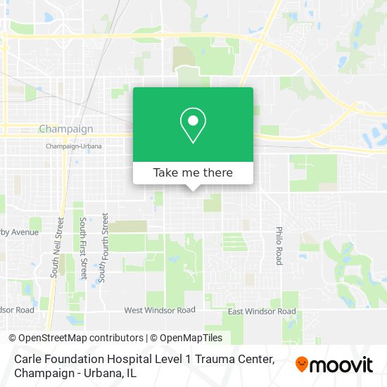 Mapa de Carle Foundation Hospital Level 1 Trauma Center