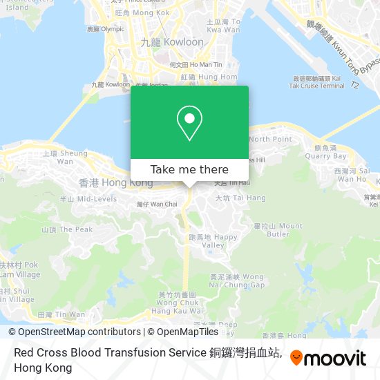Red Cross Blood Transfusion Service 銅鑼灣捐血站 map