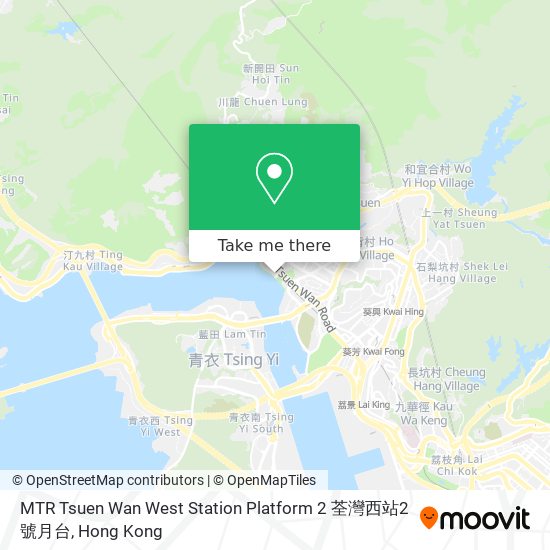 MTR Tsuen Wan West Station Platform 2 荃灣西站2號月台 map