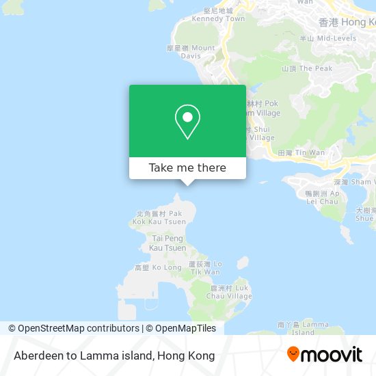 Aberdeen to Lamma island map