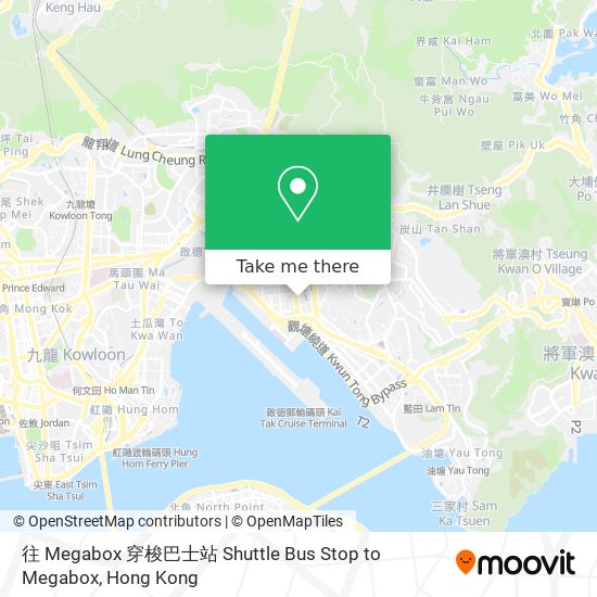 往 Megabox 穿梭巴士站 Shuttle Bus Stop to Megabox地圖