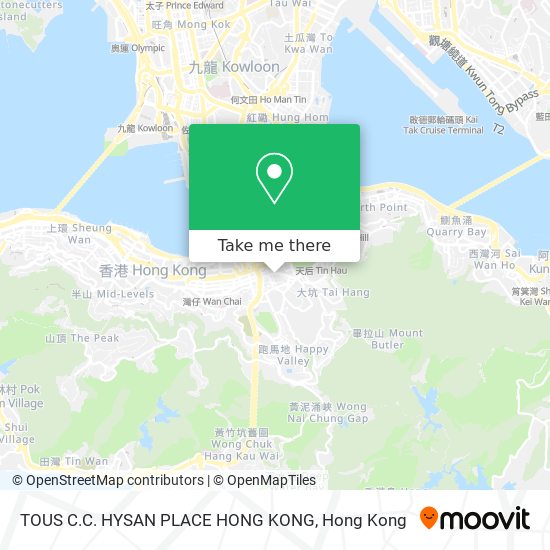 TOUS C.C. HYSAN PLACE HONG KONG map