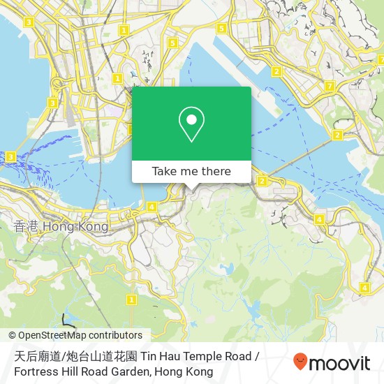 天后廟道 / 炮台山道花園 Tin Hau Temple Road / Fortress Hill Road Garden map
