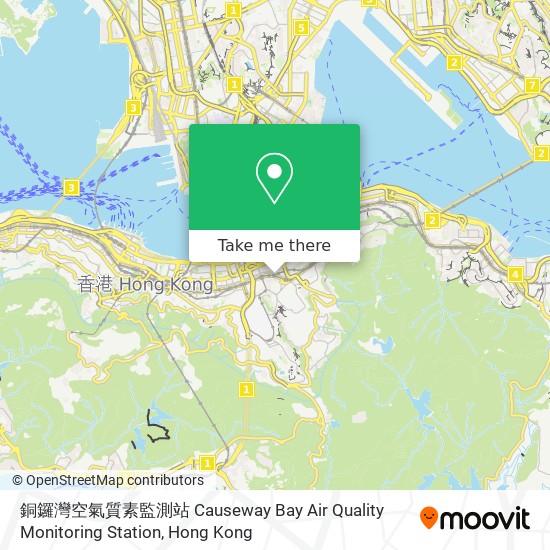 銅鑼灣空氣質素監測站 Causeway Bay Air Quality Monitoring Station map