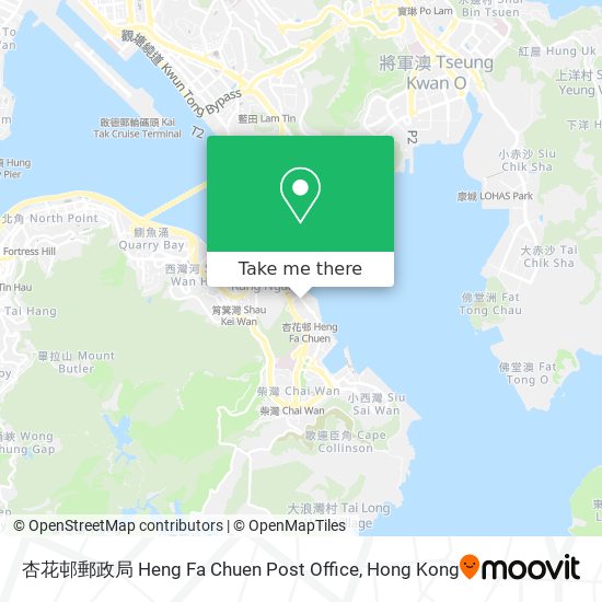 杏花邨郵政局 Heng Fa Chuen Post Office map