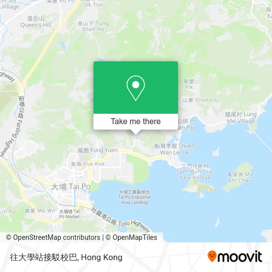 往大學站接駁校巴地圖