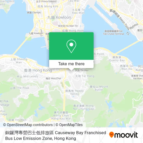 銅鑼灣專營巴士低排放區 Causeway Bay Franchised Bus Low Emission Zone地圖
