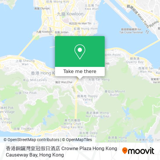 香港銅鑼灣皇冠假日酒店 Crowne Plaza Hong Kong Causeway Bay map