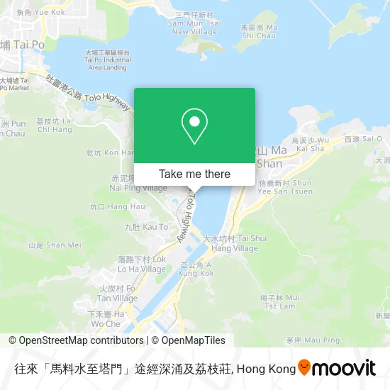 往來「馬料水至塔門」途經深涌及荔枝莊地圖