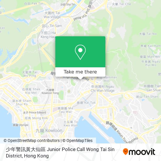 少年警訊黃大仙區 Junior Police Call Wong Tai Sin District map