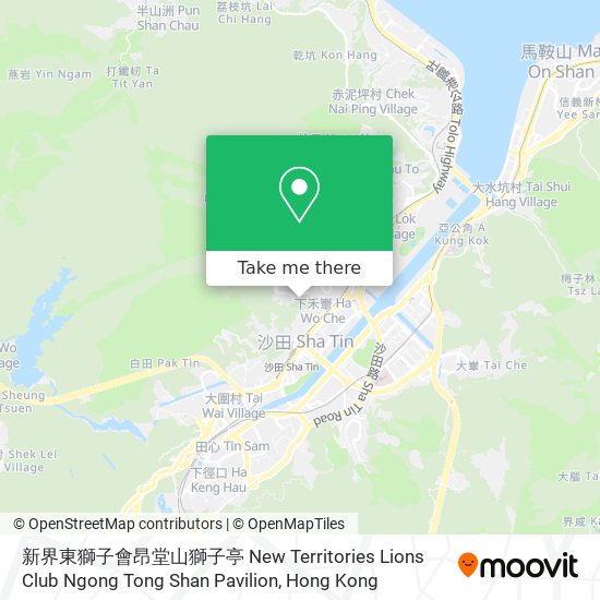 新界東獅子會昂堂山獅子亭 New Territories Lions Club Ngong Tong Shan Pavilion map