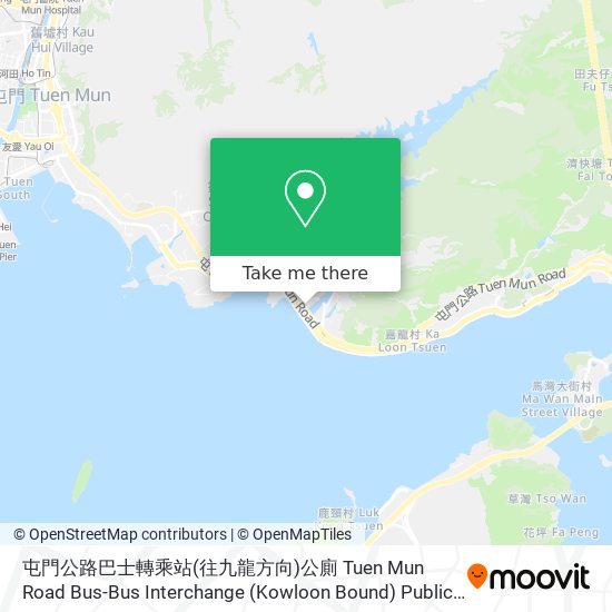 屯門公路巴士轉乘站(往九龍方向)公廁 Tuen Mun Road Bus-Bus Interchange (Kowloon Bound) Public Toilet map