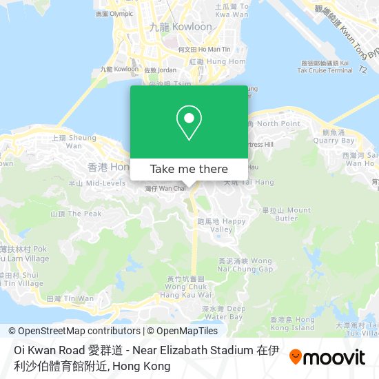 Oi Kwan Road 愛群道 - Near Elizabath Stadium 在伊利沙伯體育館附近 map