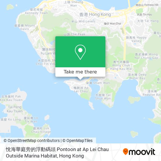 悅海華庭旁的浮動碼頭 Pontoon at Ap Lei Chau Outside Marina Habitat map