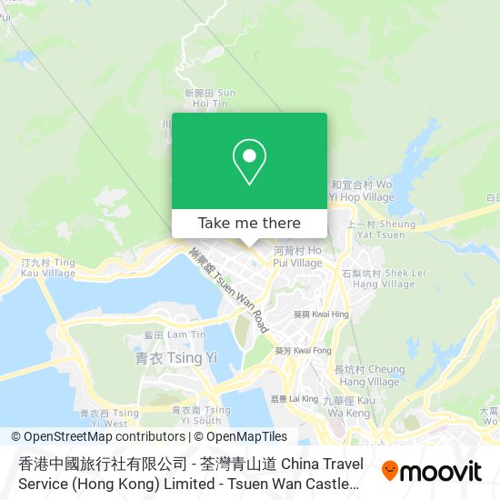 香港中國旅行社有限公司 - 荃灣青山道 China Travel Service (Hong Kong) Limited - Tsuen Wan Castle Peak Road map