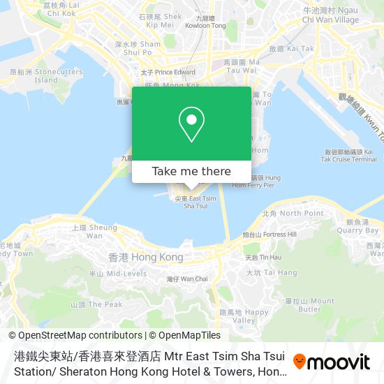 港鐵尖東站 / 香港喜來登酒店 Mtr East Tsim Sha Tsui Station/ Sheraton Hong Kong Hotel & Towers map