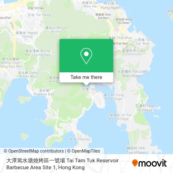 大潭篤水塘燒烤區一號場 Tai Tam Tuk Reservoir Barbecue Area Site 1 map