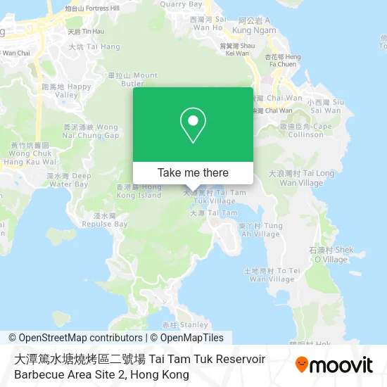 大潭篤水塘燒烤區二號場 Tai Tam Tuk Reservoir Barbecue Area Site 2 map