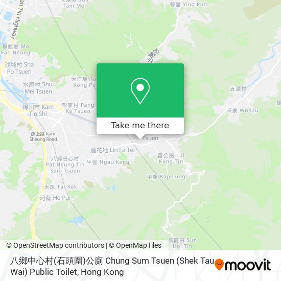 八鄉中心村(石頭圍)公廁 Chung Sum Tsuen (Shek Tau Wai) Public Toilet map