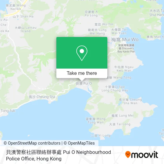 貝澳警察社區聯絡辦事處 Pui O Neighbourhood Police Office map