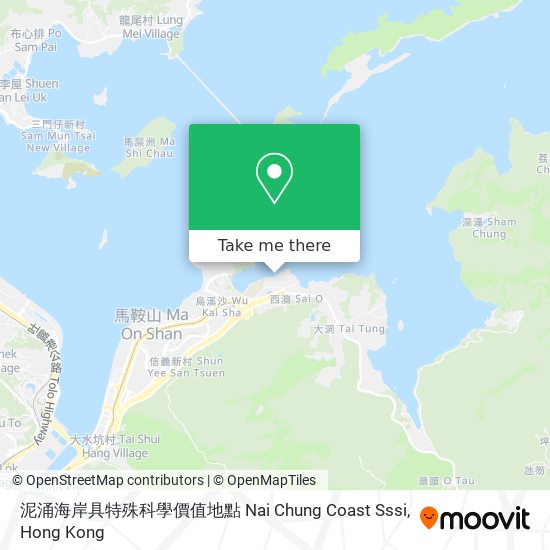 泥涌海岸具特殊科學價值地點 Nai Chung Coast Sssi map